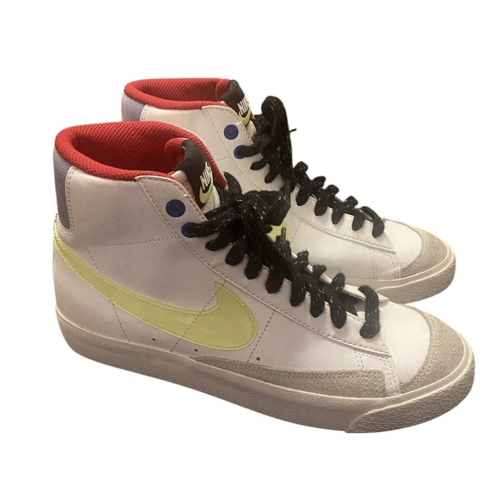 Nike Blazer Mid‎ 77 Youth Size 6.5Y White/Hyper Royal Volt/Hibiscus DV2234-100